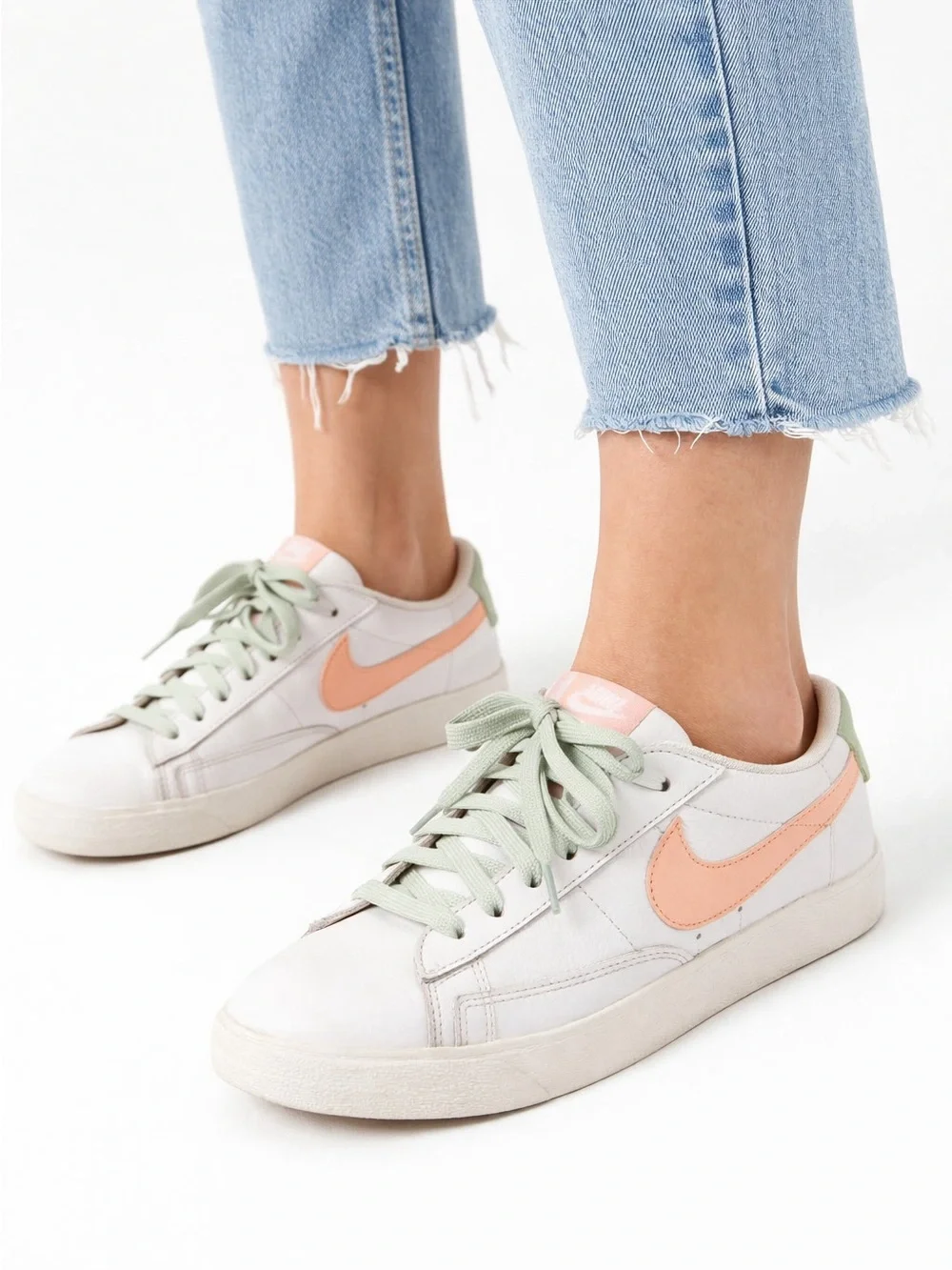 Nike Women's Low-Top Sneakers in White with Peach and Mint Accents - Picture 2 of 8